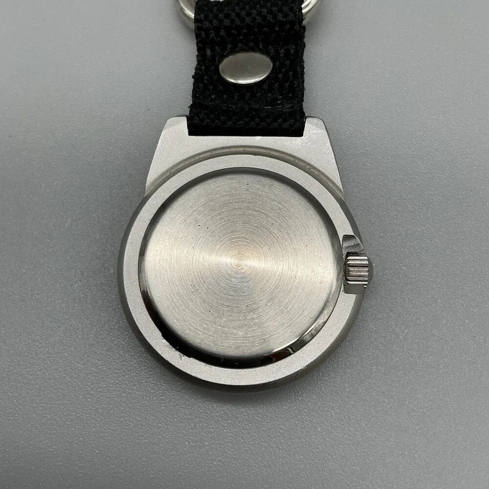 Comporium Key Ring Watch Mens 37mm Silver Tone Luminous Indexes New Battery